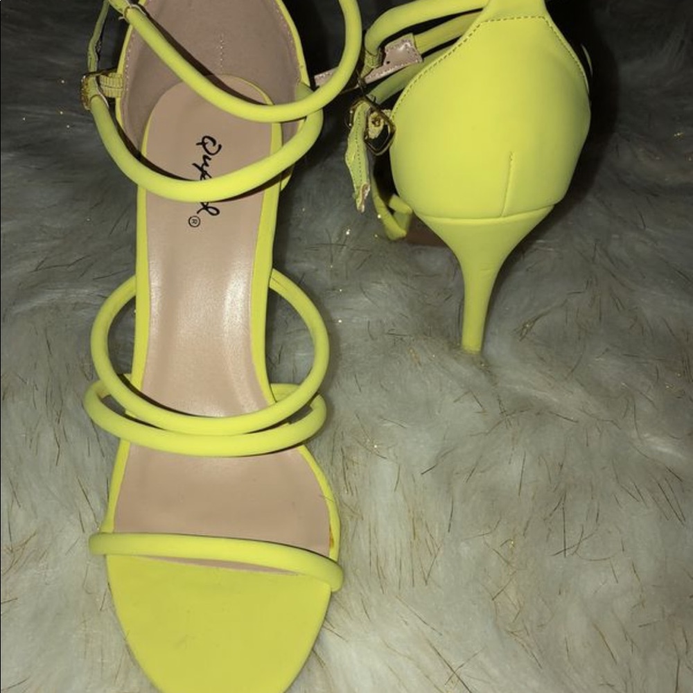 Neon Yellow Open Toe Heels